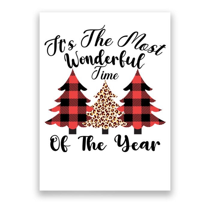 Christmas Trees It's The Most Wonderful Time Of The Year Plaid Leopard Trees Poster