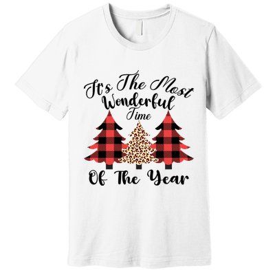 Christmas Trees It's The Most Wonderful Time Of The Year Plaid Leopard Trees Premium T-Shirt