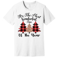 Christmas Trees It's The Most Wonderful Time Of The Year Plaid Leopard Trees Premium T-Shirt