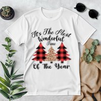 Christmas Trees It's The Most Wonderful Time Of The Year Plaid Leopard Trees Premium T-Shirt