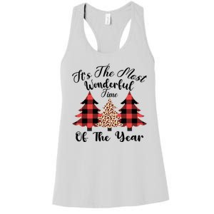 Christmas Trees It's The Most Wonderful Time Of The Year Plaid Leopard Trees Women's Racerback Tank