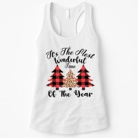 Christmas Trees It's The Most Wonderful Time Of The Year Plaid Leopard Trees Womens Tank Top
