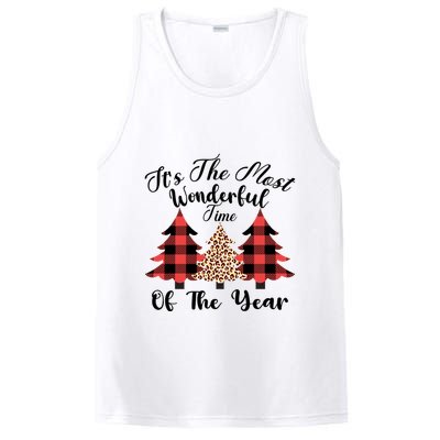 Christmas Trees It's The Most Wonderful Time Of The Year Plaid Leopard Trees PosiCharge Competitor Tank