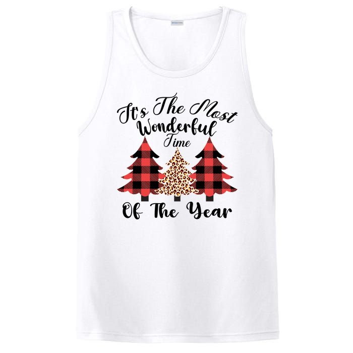 Christmas Trees It's The Most Wonderful Time Of The Year Plaid Leopard Trees PosiCharge Competitor Tank