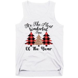 Christmas Trees It's The Most Wonderful Time Of The Year Plaid Leopard Trees Tank Top