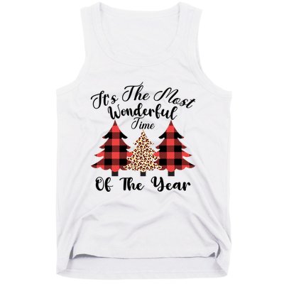 Christmas Trees It's The Most Wonderful Time Of The Year Plaid Leopard Trees Tank Top