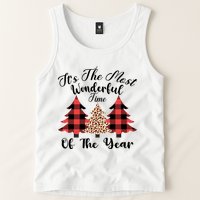 Christmas Trees It's The Most Wonderful Time Of The Year Plaid Leopard Trees Tank Top