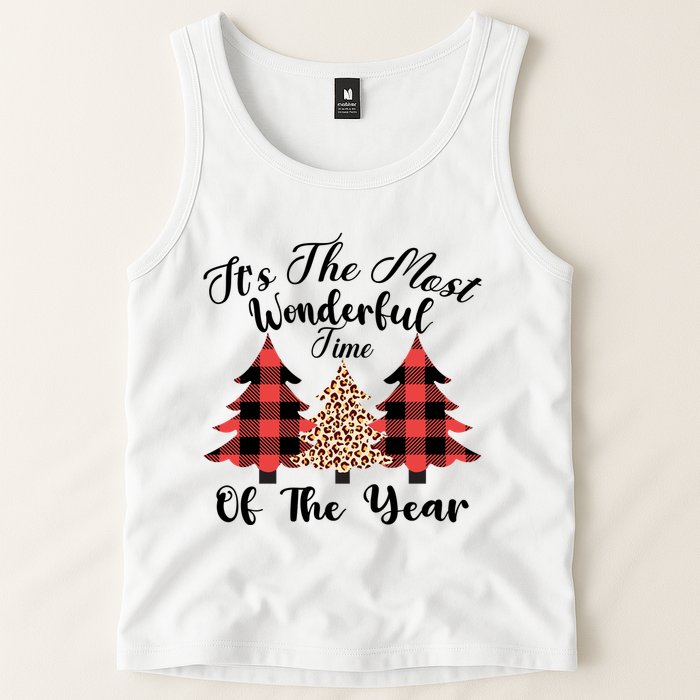 Christmas Trees It's The Most Wonderful Time Of The Year Plaid Leopard Trees Tank Top