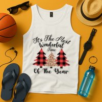 Christmas Trees It's The Most Wonderful Time Of The Year Plaid Leopard Trees Tank Top