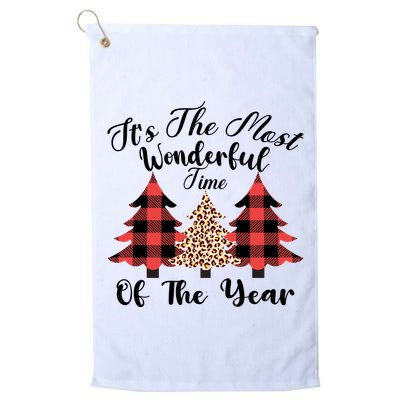 Christmas Trees It's The Most Wonderful Time Of The Year Plaid Leopard Trees Golf Towel