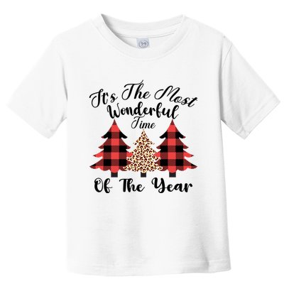 Christmas Trees It's The Most Wonderful Time Of The Year Plaid Leopard Trees Toddler T-Shirt