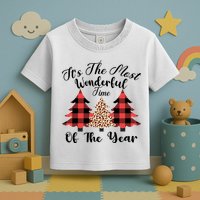 Christmas Trees It's The Most Wonderful Time Of The Year Plaid Leopard Trees Toddler T-Shirt