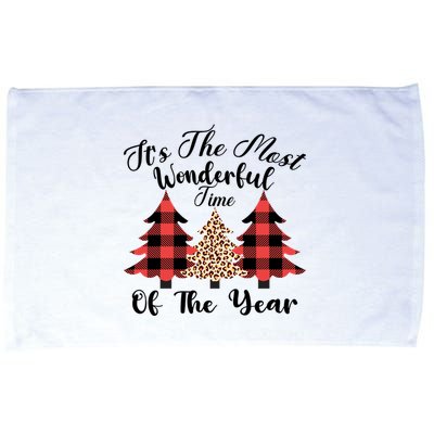 Christmas Trees It's The Most Wonderful Time Of The Year Plaid Leopard Trees Microfiber Hand Towel