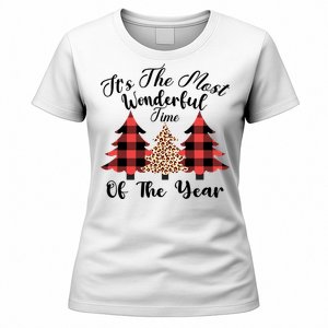 Christmas Trees It's The Most Wonderful Time Of The Year Plaid Leopard Trees Women's T-Shirt