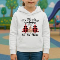Christmas Trees It's The Most Wonderful Time Of The Year Plaid Leopard Trees Kids Hoodie