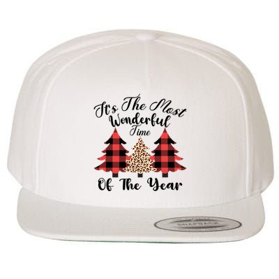 Christmas Trees It's The Most Wonderful Time Of The Year Plaid Leopard Trees Wool Snapback Cap