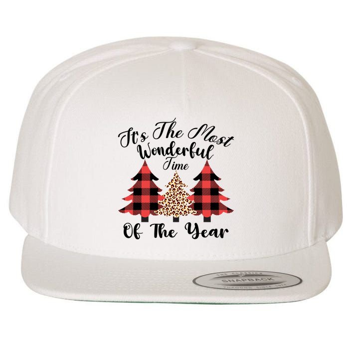 Christmas Trees It's The Most Wonderful Time Of The Year Plaid Leopard Trees Wool Snapback Cap