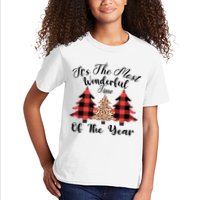 Christmas Trees It's The Most Wonderful Time Of The Year Plaid Leopard Trees Kids T-Shirt