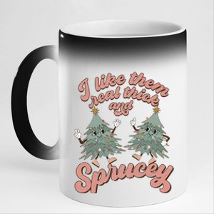 Christmas Tree I Like Them Real Thick And Sprucey Xmas 11oz Black Color Changing Mug