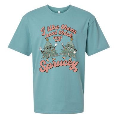 Christmas Tree I Like Them Real Thick And Sprucey Xmas Sueded Cloud Jersey T-Shirt