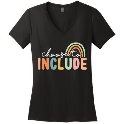 Choose To Include For Autism Teacher Special Education SPED Women's V-Neck T-Shirt