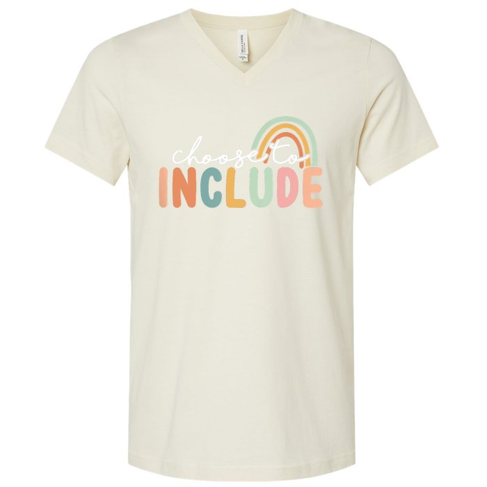 Choose To Include For Autism Teacher Special Education SPED V-Neck T-Shirt