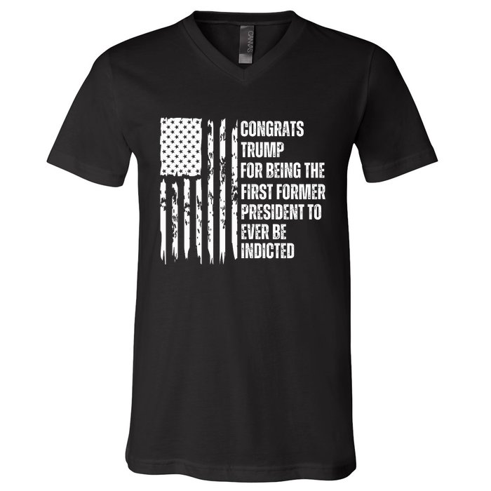 Congrats Trump Indicted, Show Your Dislike For Trump V-Neck T-Shirt