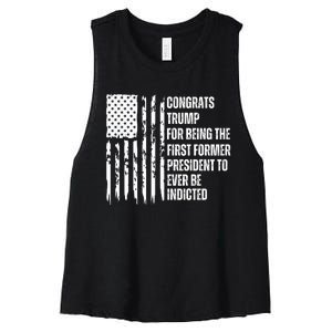 Congrats Trump Indicted, Show Your Dislike For Trump Women's Racerback Cropped Tank