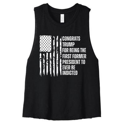 Congrats Trump Indicted, Show Your Dislike For Trump Women's Racerback Cropped Tank