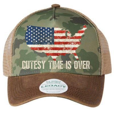 Cutesy Time Is Over American Flag Patriotic Conservative Legacy Tie Dye Trucker Hat