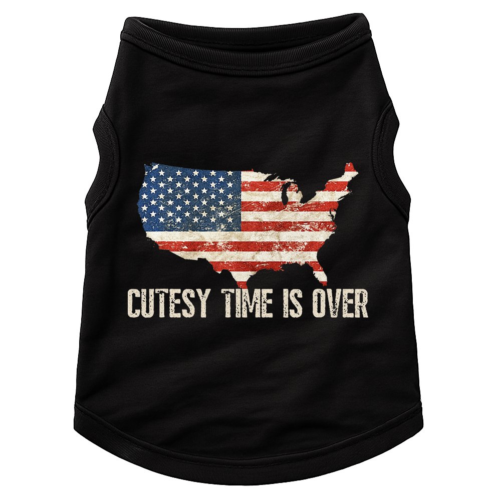 Cutesy Time Is Over American Flag Patriotic Conservative Doggie Tank