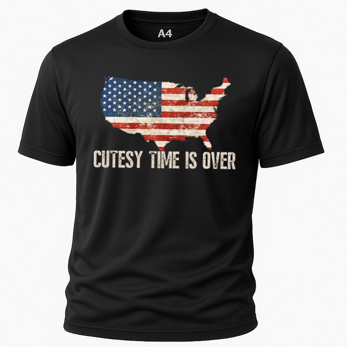 Cutesy Time Is Over American Flag Patriotic Conservative Cooling Performance Crew T-Shirt