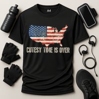 Cutesy Time Is Over American Flag Patriotic Conservative Cooling Performance Crew T-Shirt