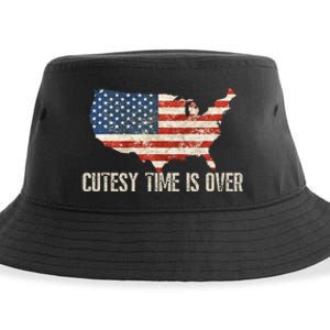 Cutesy Time Is Over American Flag Patriotic Conservative Sustainable Bucket Hat