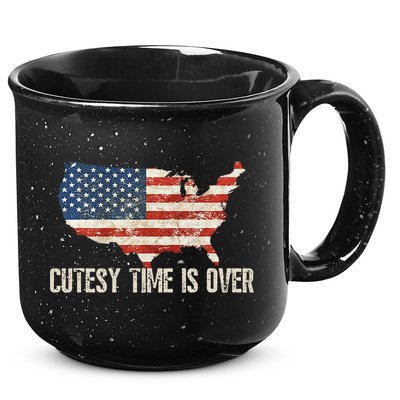 Cutesy Time Is Over American Flag Patriotic Conservative 15oz Campfire Ceramic Mug