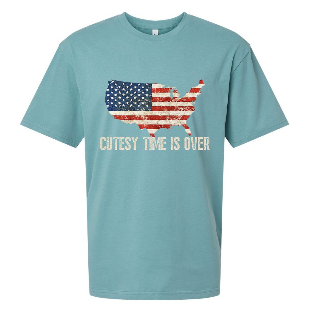 Cutesy Time Is Over American Flag Patriotic Conservative Sueded Cloud Jersey T-Shirt
