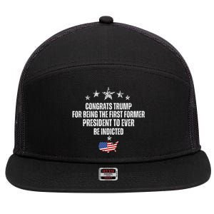 Congrats Trump Indicted, Funny Trump Indictment 7 Panel Mesh Trucker Snapback Hat