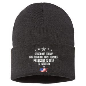 Congrats Trump Indicted, Funny Trump Indictment Sustainable Knit Beanie