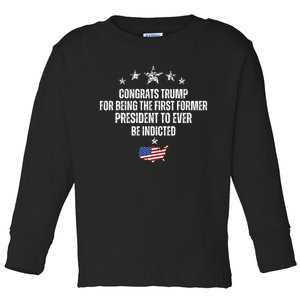 Congrats Trump Indicted, Funny Trump Indictment Toddler Long Sleeve Shirt