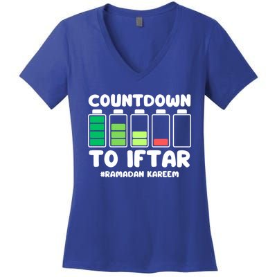 Countdown To Iftar Funny Ramadan Ramadan Mubarak Kareem Gift Women's V-Neck T-Shirt