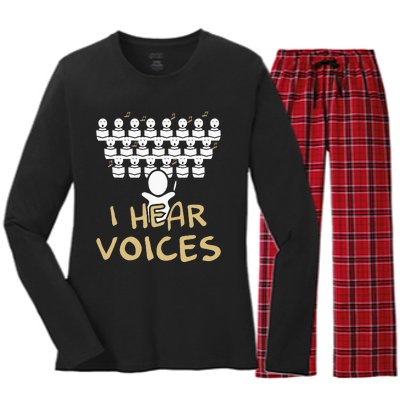 Choir Teacher I Hear Voices Funny Chorister Women's Long Sleeve Flannel Pajama Set 