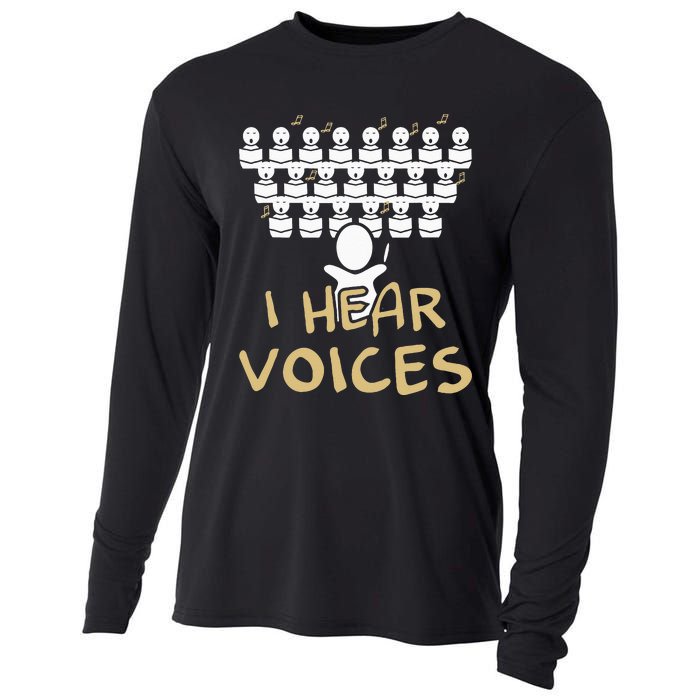 Choir Teacher I Hear Voices Funny Chorister Cooling Performance Long Sleeve Crew