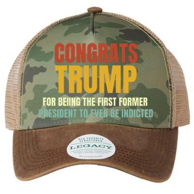 Congrats Trump Indicted, Retro Funny Political Legacy Tie Dye Trucker Hat