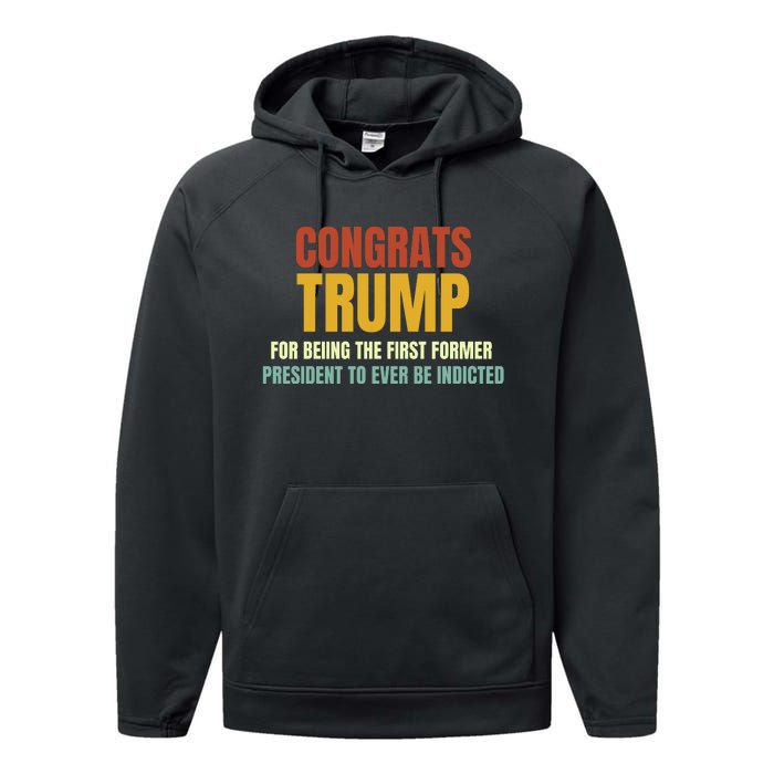 Congrats Trump Indicted, Retro Funny Political Performance Fleece Hoodie