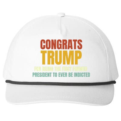 Congrats Trump Indicted, Retro Funny Political Snapback Five-Panel Rope Hat