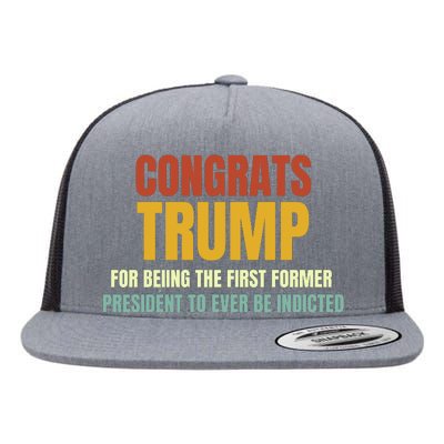 Congrats Trump Indicted, Retro Funny Political Flat Bill Trucker Hat