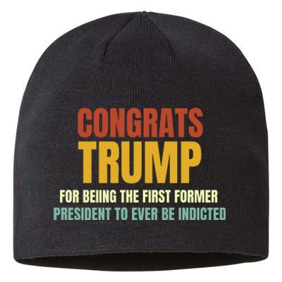 Congrats Trump Indicted, Retro Funny Political Sustainable Beanie