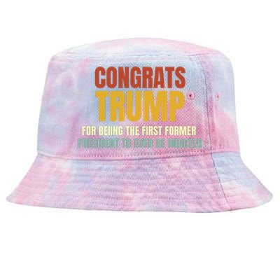 Congrats Trump Indicted, Retro Funny Political Tie-Dyed Bucket Hat