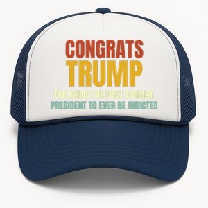 Congrats Trump Indicted, Retro Funny Political Trucker Hat