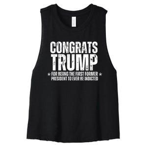 Congrats Trump Indicted, Funny Political Women's Racerback Cropped Tank